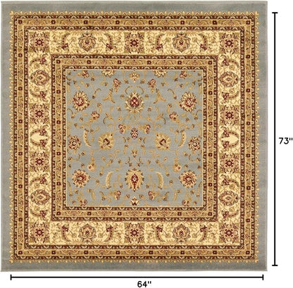 Unique Loom Voyage Collection Traditional Oriental Classic Intricate Design Area Rug (6' 0 x 6' 0 Square, Light Blue/Gold)