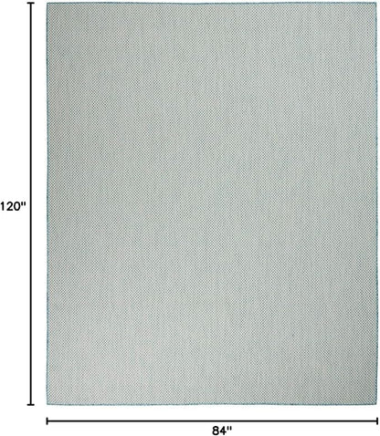 Nourison Home Courtyard Ivory Aqua 7' x 10' Area Rug - Easy Clean, Non Shedding, Bed Room, Living Room, Dining Room, Kitchen (7' x 10')