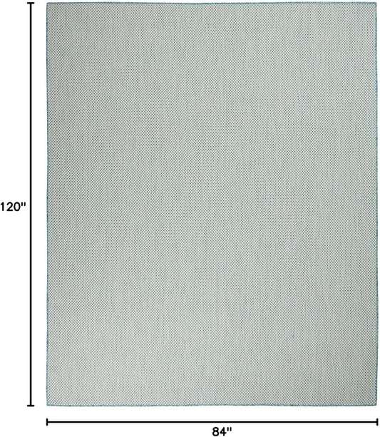 Nourison Home Courtyard Ivory Aqua 7' x 10' Area Rug - Easy Clean, Non Shedding, Bed Room, Living Room, Dining Room, Kitchen (7' x 10')