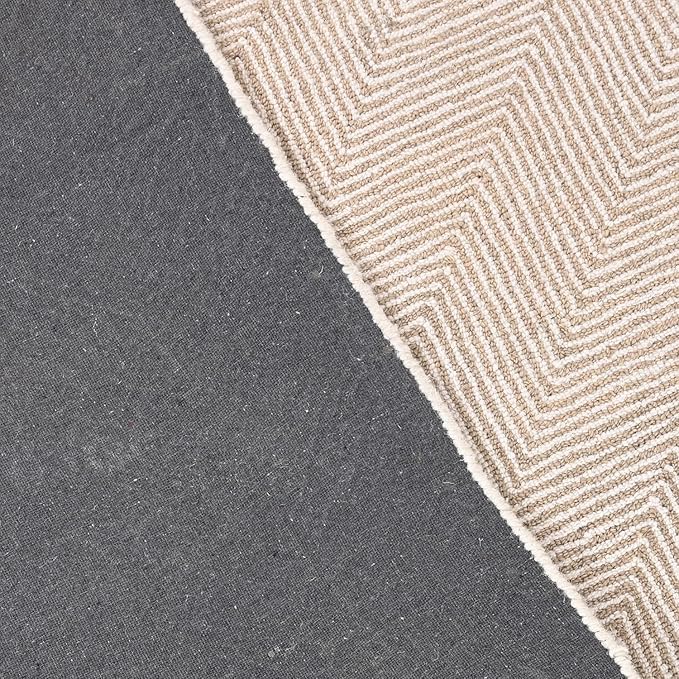 Modern Herringbone Chevron Collection Handcrafted Wool Area Rug - Durable, Zigzag Pattern, for High Traffic, Contemporary Design for Living Room, Bedroom, Dining Room Decor (Sand Beige, 4' x 6')