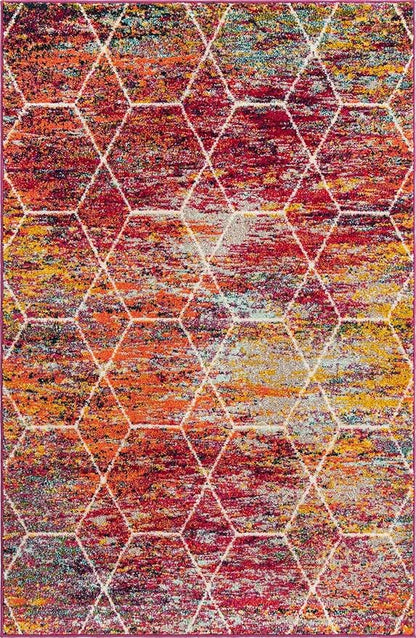 Unique Loom Trellis Frieze Collection Area Rug - Geometric (4' x 6', Multi/ Ivory)