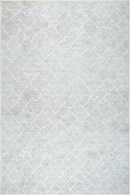 Bloom Rugs Washable Non-Slip 4' x 6' Rug - Gray/Pebble Striped Area Rug for Living Room, Bedroom, Dining Room, and Kitchen - Exact Size: 4' x 6'