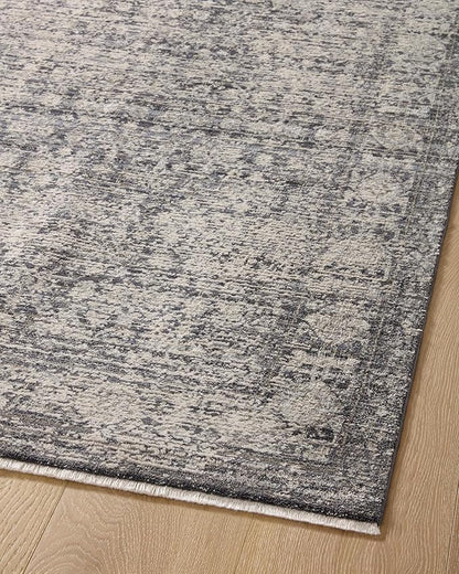 Loloi Amber Lewis Alie Collection ALE-03 Charcoal/Dove 7'-10'' x 7'-10'', .13'' Pile Height, Round Area Rug