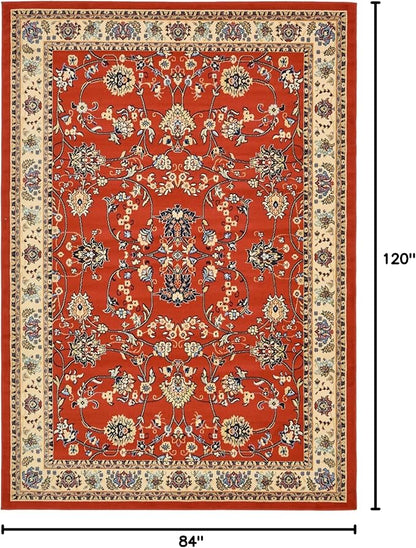 Rugs.com Yasmin Collection Rug – 7' x 10' Terracotta Medium Rug Perfect for Bedrooms, Dining Rooms, Living Rooms