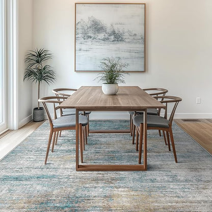 Bavni 5x7 Rug, Modern Machine Washable Rug Non-Slip, Soft Lightweight Area Rug, Stain Resistant Rugs for Living Room, Bedroom, Dining Room, Avocado Green
