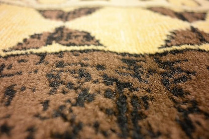 Unique Loom Taftan Collection Border Geometric Tribal Inspired Design Area Rug (9' 10 x 13' 0 Rectangular, Brown/ Tan)
