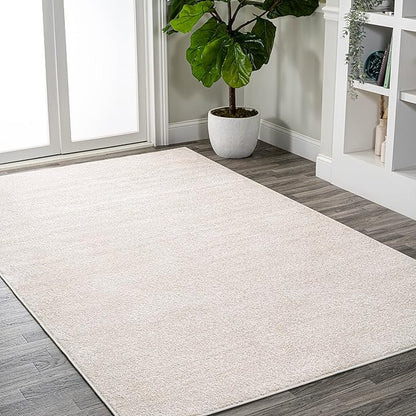 JONATHAN Y Haze Solid Low-Pile Ivory Indoor Area Rug 8x10, Coastal,Bohemian,Minimalist,Classic, Easy-Cleaning for Living Room,Bedroom,Kitchen,Pet Friendly,Non-Shedding (SEU100D-8)