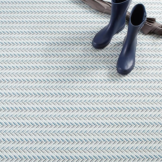 Dash & Albert Lowell Blue Machine Washable Rug, Runner-2.5 X 8 Feet, Blue Graphic Pattern - Premium Luxury Hotel Quality Soft Breathable Hypoallergenic Machine Washable Easy Care All Season