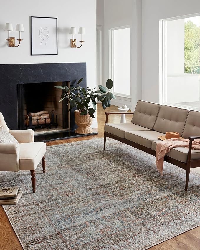 Loloi Chris Loves Julia Jules Collection JUL-05 Lagoon/Brick 2'-0'' x 5'-0'', .13" Pile Height, Accent Rug