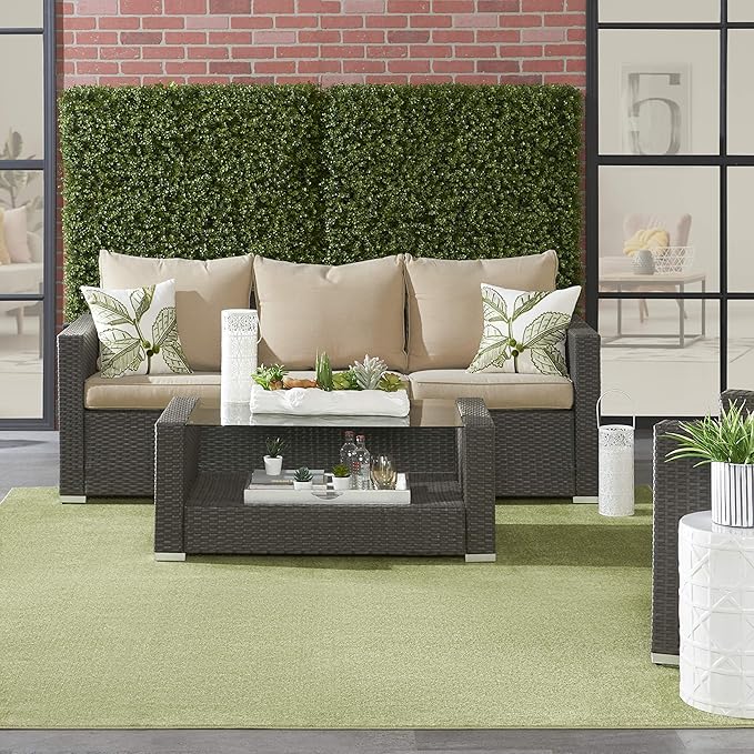 Nourison Home Nourison Essentials Green 9' x 12' Area Rug - Easy Clean, Non Shedding, Bed Room, Living Room, Dining Room, Kitchen (9' x 12')