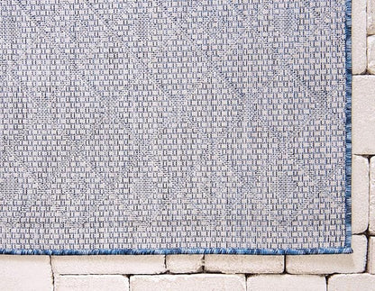 Unique Loom Outdoor Trellis Collection Area Rug - Tribal Trellis (10' x 14' 1" Rectangle, Blue/ Ivory)
