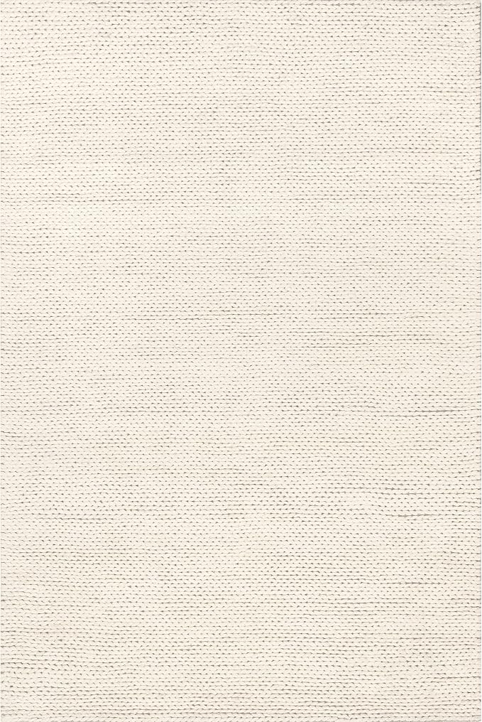 Nuloom Penelope Off-White/Ivory, 6' Square, Hand-Braided, Wool & Cotton, Soft and Textured, High Traffic, Stain Resistant, Easy Clean, Durable Area Rug for Bedroom, Living Room, Dining, Entryway