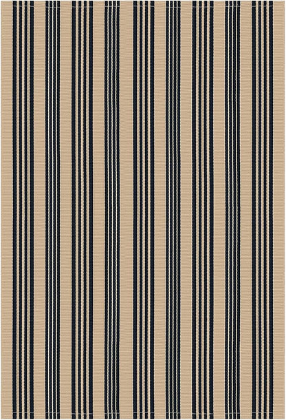 KOZYFLY Striped Outdoor Rug 5x7 Ft Area Rug Brown and Black Washable Indoor Outdoor Rug Cotton Outdoor Patio Rugs Farmhouse Rugs for Living Room Carpet for Patio Dining Room Bedroom