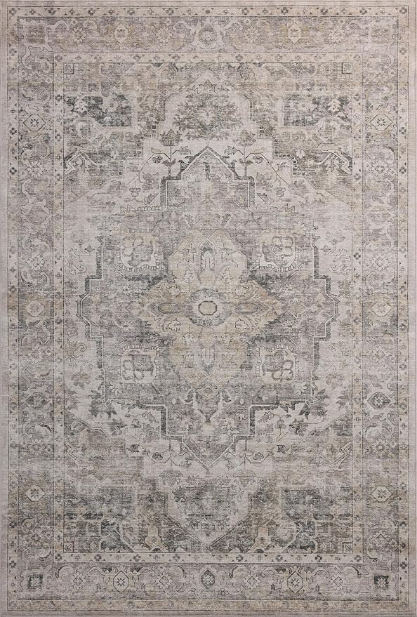 Loloi Amber Lewis Josie Collection JOS-03 Silver/Natural 2'-6" x 12'-0", .13" Pile Height, Low Profile, Machine Washable, Runner Rug