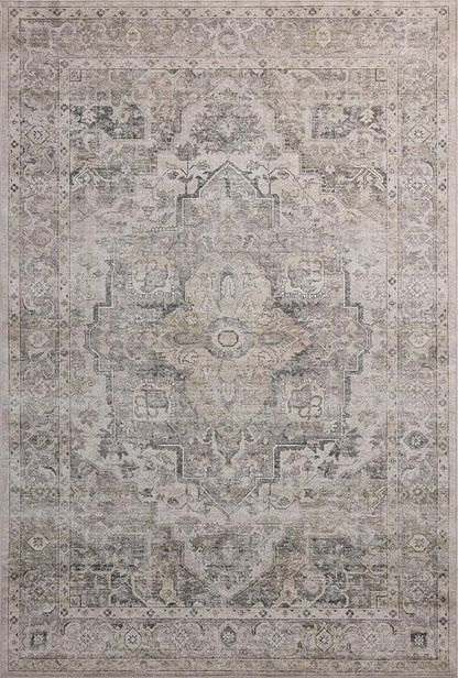 Loloi Amber Lewis Josie Collection JOS-03 Silver/Natural 2'-6" x 12'-0", .13" Pile Height, Low Profile, Machine Washable, Runner Rug