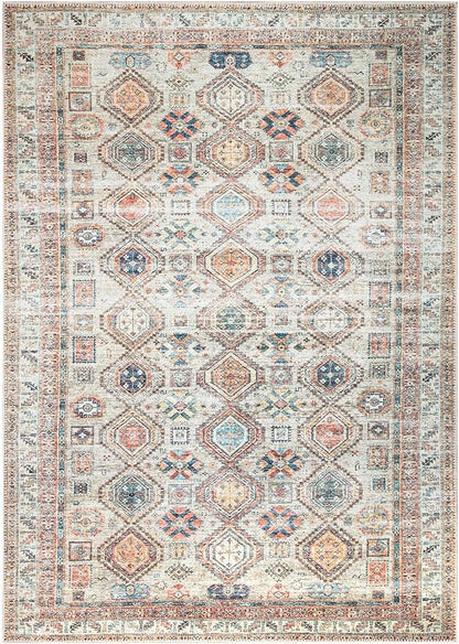 Keen Home Design 4x6 Rug - Machine Washable Area Rug with Non-Slip Backing, Ideal for Living Room, Dining Room, Bedroom - Vintage, Easy Clean, Durable, Low Pile Rug - (4' x 6')