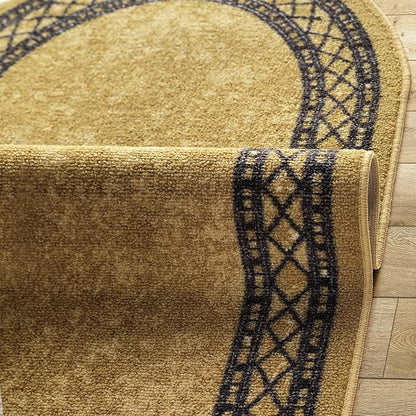 Antep Rugs Alfombras Modern Bordered 2x5 Non-Skid (Non-Slip) Low Profile Pile Rubber Backing Kitchen Area Rugs (Brown, 2' x 5' Oval)