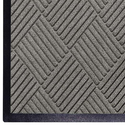 M+A Matting WaterHog Diamond | Commercial-Grade Entrance Mat with Rubber Border – Indoor/Outdoor, Quick Drying, Stain Resistant Door Mat (Medium Grey, 4' x 12')