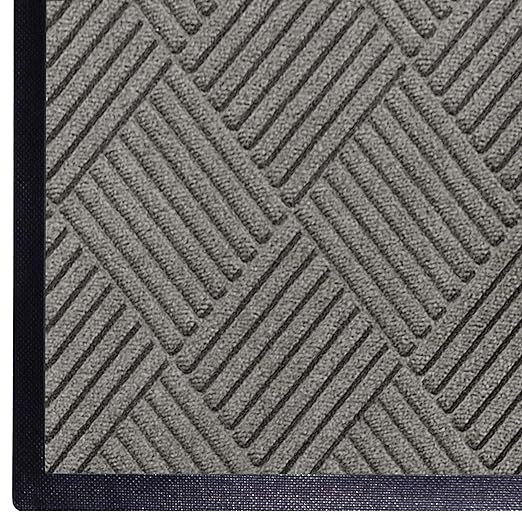 WaterHog Diamond | Commercial-Grade Entrance Mat with Rubber Border – Indoor/Outdoor, Quick Drying, Stain Resistant Door Mat (Medium Grey, 3' x 6')
