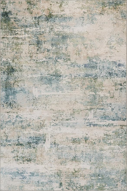 Dash & Albert Blaire Mineral Machine Washable Rug, 6 X 9 Feet, Multicolored/Blue Graphic Pattern