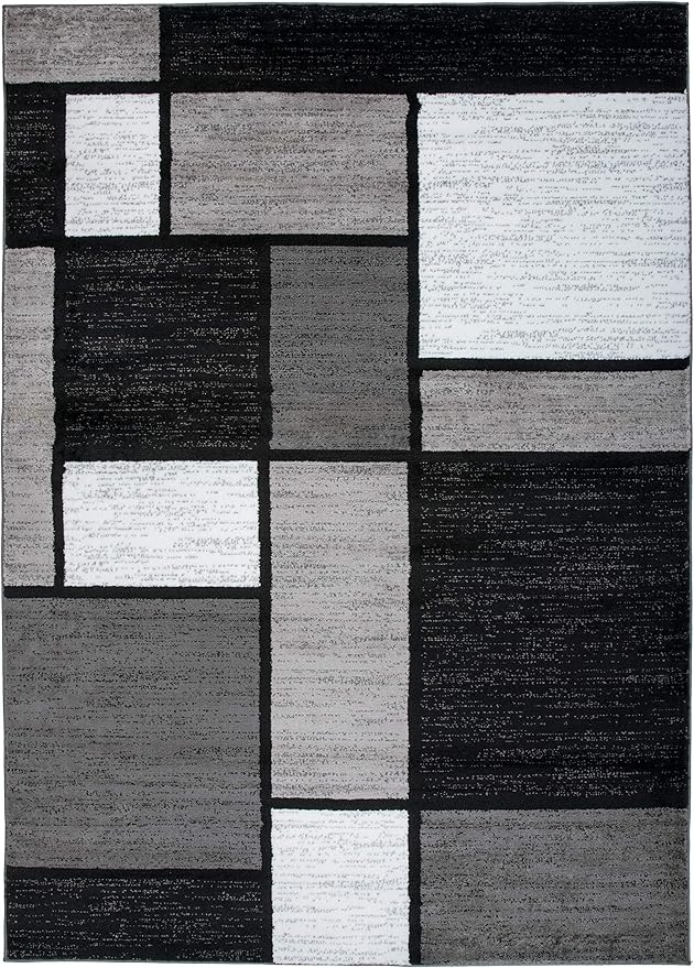 Rugshop Modern Geometric Gray Area Rug, Carpet with Jute Backing for Living Room, Large Bedroom, or Open Spaces, 9' x 12'