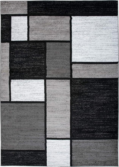Rugshop Modern Geometric Gray Area Rug, Fade-Resistant Carpet for Large Living Room, Dining Room, or Open Space, 10' x 14'