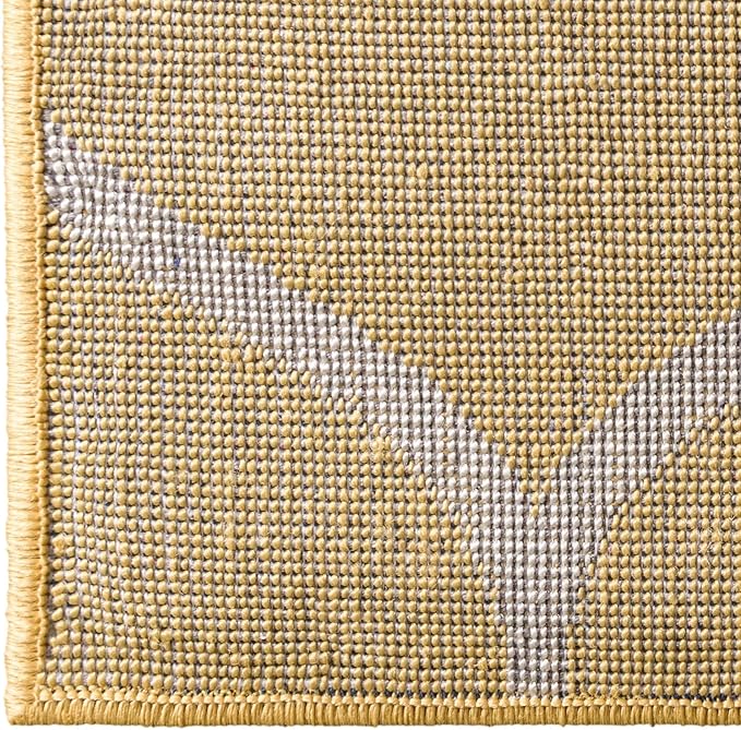 Rugs.com Lattice Frieze Collection Rug – 6' x 9' Yellow Medium Rug Perfect for Living Rooms, Large Dining Rooms, Open Floorplans