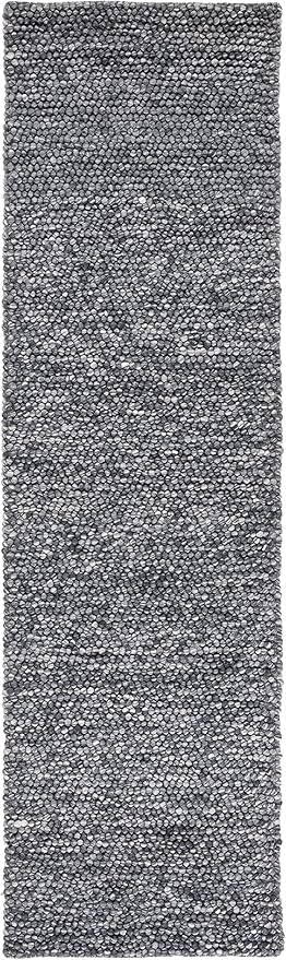 SAFAVIEH Natura Collection Runner Rug - 2'3" x 16', Dark Grey, Handmade Wool Blend, Textured Design, Ideal for Hallway, Bedroom, Foyer (NAT620H)