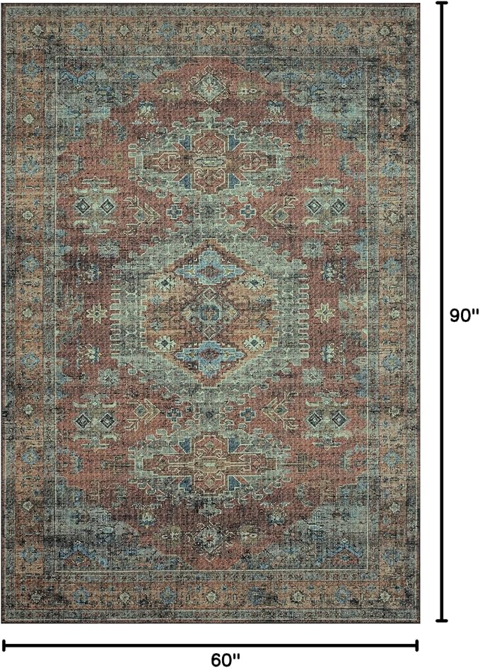Loloi II Skye Collection SKY-07 Terracotta/Sky 5'-0" x 7'-6" Area Rug