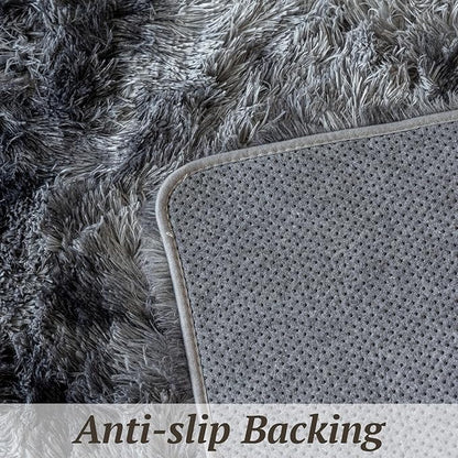 8x10 Area Rugs for Living Room Bedroom, Soft Fluffy Shaggy Bedside Rug, Indoor Floor Carpet for Kids Playroom, Dorms, Nursery Rooms, Home Decor (Tie-Dyed Dark Grey 8'x10')
