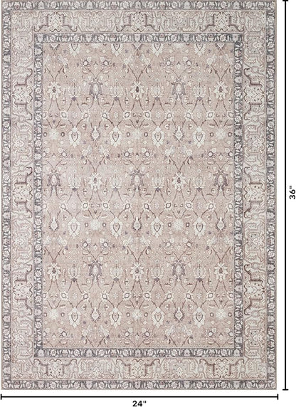 Kuden 2x3 Small Rug, Machine Washable, Non-Slip Backing, Vintage Style, Soft, Low Pile, Area Rugs for Entryway Kitchen Indoor Entrance