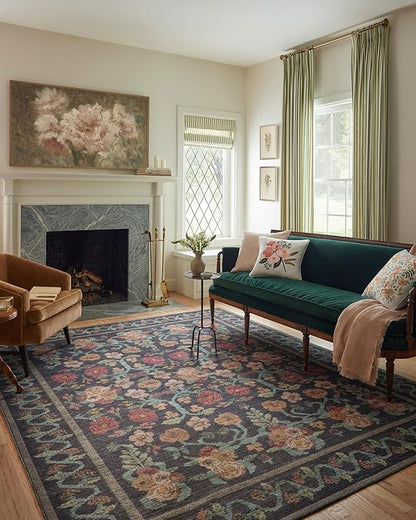 Loloi Rifle Paper Co. Rosa Collection RSA-01 Black 8'-4" x 11'-6" Area Rug