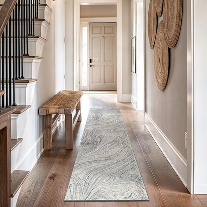 Rugshop Marble Swirl Distressed Gray Area Rug Modern Indoor Rug for Living Room, Bedroom, or Dining 2' 3" x 8' Runner Ideal for Hallway, Kitchen, Entryway, or Behind The Sofa