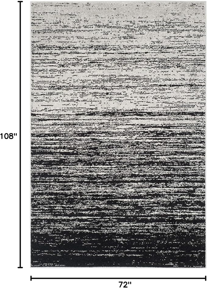 SAFAVIEH Area Rug 6x9 - Adirondack Collection - Silver & Black, Modern Ombre Design, Non Shedding & Easy to Clean, Ideal for Living Room, Bedroom, Office, Dining Space (ADR113A)