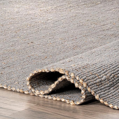 Nuloom Elfriede Handmade, Grey/Ivory, 2'6" x 6', Jute & Cotton, Textured and Earthy, High Traffic, Stain Resistant, Easy Clean, Durable Area Rug for Bedroom, Living Room, Dining, Entryway