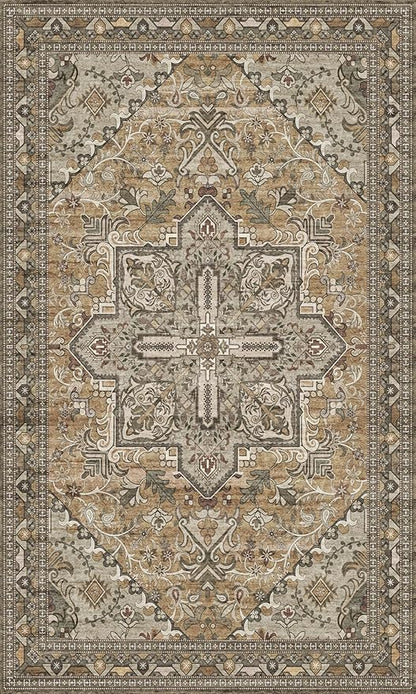 Washable Entryway Rug 3x5 | Non Slip Rug Runners for Hallways, Entryways, Kitchens, Bathrooms, Bedrooms | Ultra-Soft Flannel Carpet Kitchen Rug with Rubber Backing (Light Sage Brown, 3x5)
