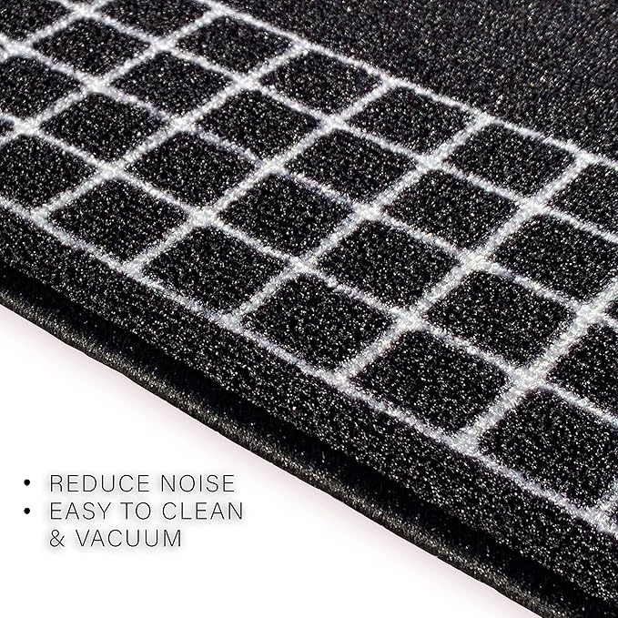 Custom Made Runner Rug for Kitchen Foyer Hallway Entry Choose Your Length 31 Inch Wide Geometric Checkered Design Black Color (18 feet x 31 Inch)