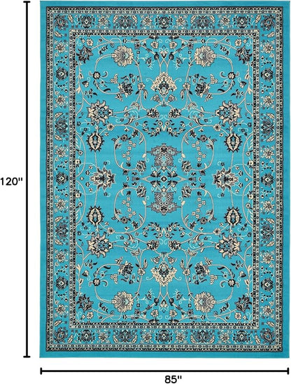Unique Loom Sialk Hill Collection Area Rug - Washington (7' 1" x 10' Rectangle Turquoise/Black)