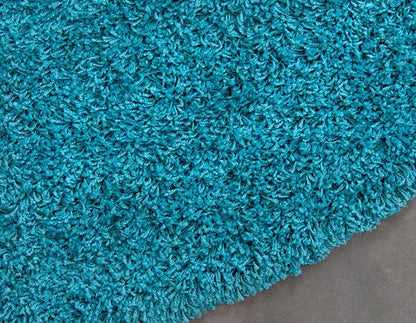 Unique Loom Solid Shag Collection Area Rug (6' 1" Round, Deep Aqua Blue)