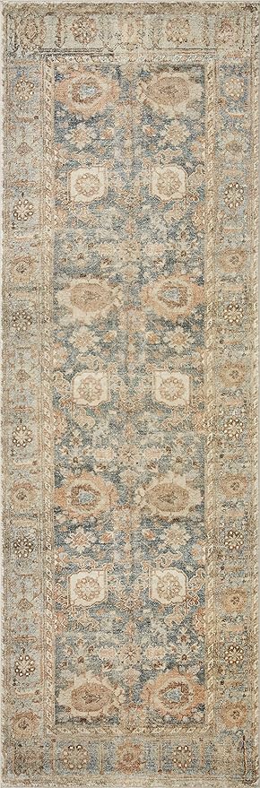 Loloi Margot Collection MAT-03 Ocean/Spice 7'-6" x 9'-6" Area Rug feat. CloudPile, No-Shed Easy Clean Large Patterned Area Rug for Living Room, Bedroom, Dining Area