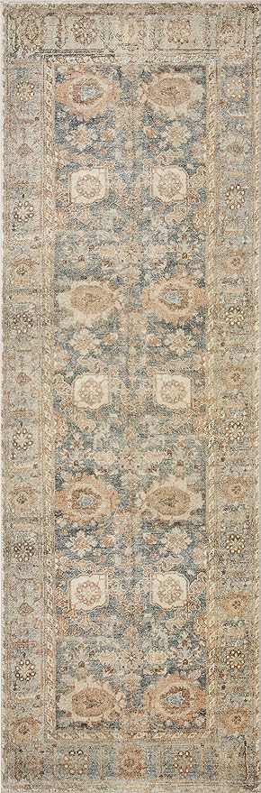 Loloi Margot Collection MAT-03 Ocean/Spice 8'-6" x 11'-6" Area Rug feat. CloudPile, No-Shed Easy Clean Large Patterned Area Rug for Living Room, Bedroom, Dining Area
