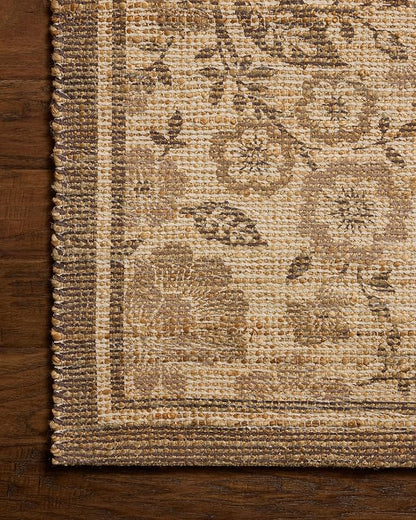 Loloi Chris Loves Julia Rue Collection RUE-03 Bark/Mocha 2'-3" x 3'-9" Accent Rug Jute Neutral Floral Living Room Bedroom Rug