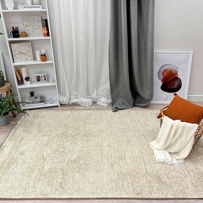 Alfa Rich 3x10 Sand Beige Washable Area Rugs for Living Room Hallway Kitchen Cotton Runner Decor Rug