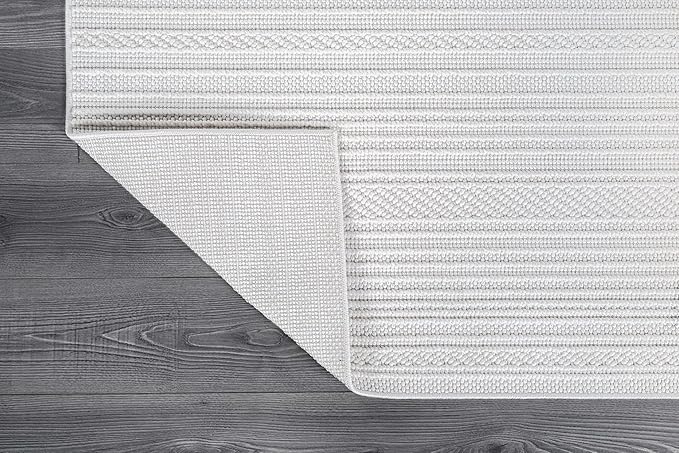 Micro Loop Indoor Rug White 6x9 Boho Geometric Neutral Area Rugs for Living Room Soft Luxury Modern Low and High Pile Durable Stain Resistant Non-Shedding Indoor Area Carpet 6 x 9