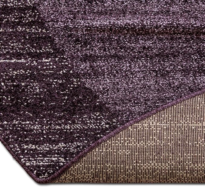 Rugs.com Angelica Collection Rug – 8 Ft Round Violet Medium Rug Perfect for Kitchens, Dining Rooms
