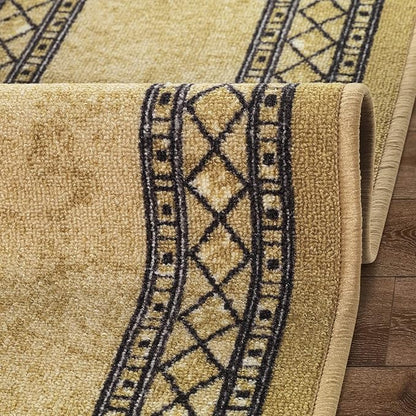 Antep Rugs Alfombras Modern Bordered 2pc Non-Skid (Non-Slip) Low Profile Pile Rubber Backing Indoor Kitchen Runner Rugs (Brown, 2pc Set)