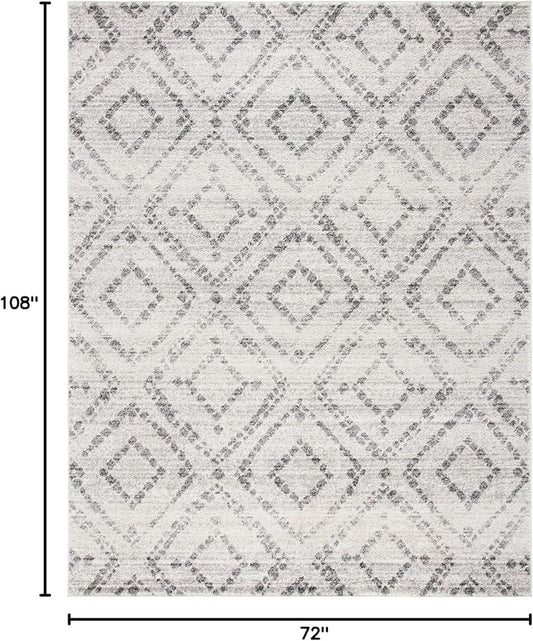 SAFAVIEH Adirondack Collection Area Rug - 6' x 9', Light Grey & Grey, Modern Diamond Distressed Design, Non-Shedding & Easy Care, Ideal for High Traffic Areas in Living Room, Bedroom (ADR131C)