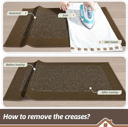 BEQHAUSE Indoor Door Mat 20" x 32", Dirt Trapper Door Mats Non-Slip Entryway Rugs Washable, Resist Dirt Absorbent Welcome Mat, Low Profile Floor Mats for Front Back Door and Entryway, Brown