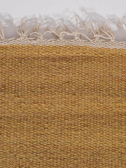Rugsotic Carpets Hand Woven Flat Weave Kilim Wool 8'x10' Area Rug Solid Gold D00111