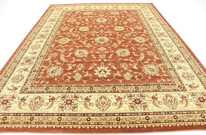 Unique Loom Voyage Collection Traditional Oriental Classic Intricate Design Area Rug (8' 0 x 10' 0 Rectangular, Terracotta/Ivory)